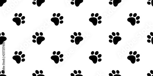 Dog Paw seamless pattern vector footprint pet scarf isolated cartoon cat repeat wallpaper tile background white