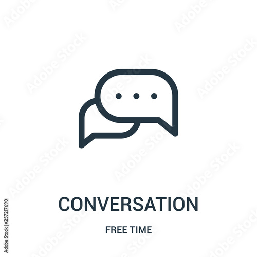 conversation icon vector from free time collection. Thin line conversation outline icon vector illustration. Linear symbol for use on web and mobile apps, logo, print media.