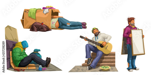 homeless set on white 03