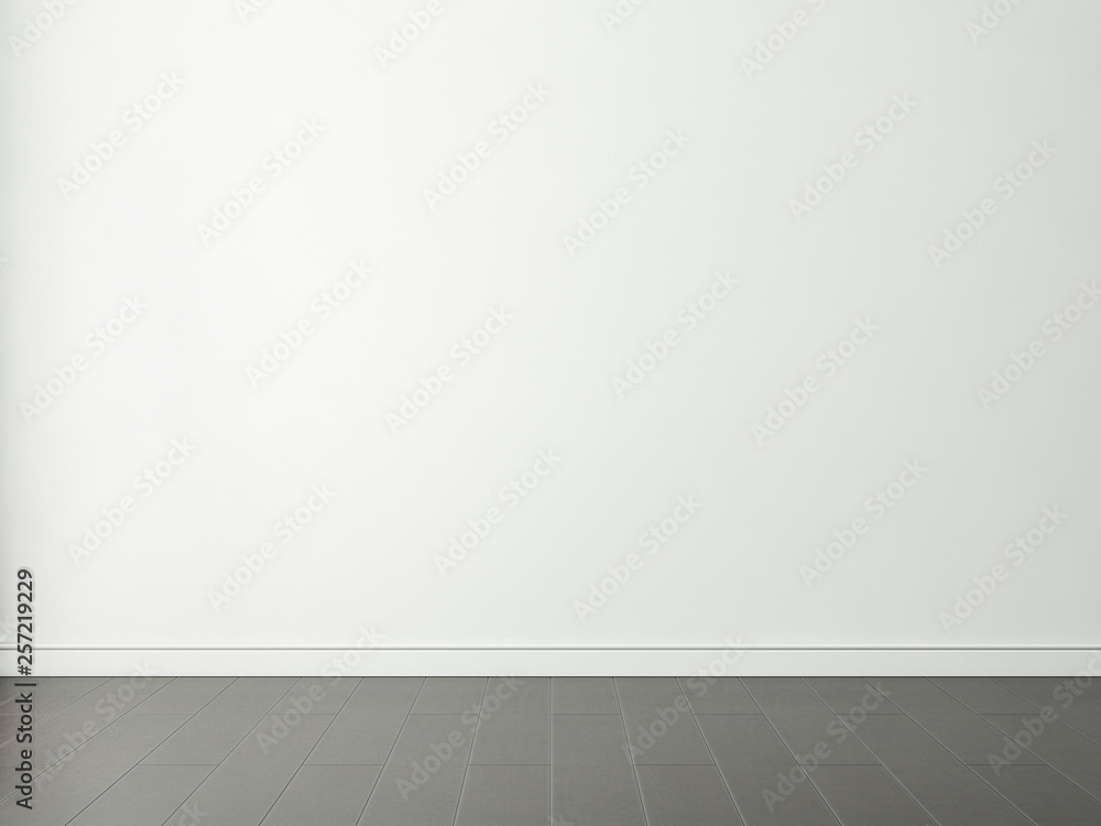 White empty room wall mockup with dark wood floor