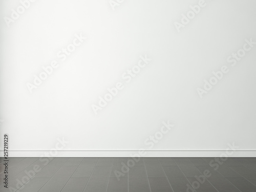 White empty room wall mockup with dark wood floor © customdesigner
