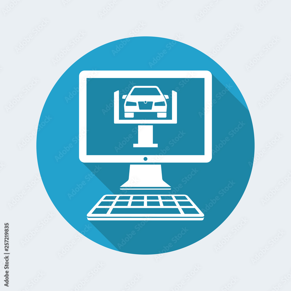 Car check software on computer desktop Car check software on computer desktop