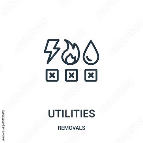 utilities icon vector from removals collection. Thin line utilities outline icon vector illustration. Linear symbol for use on web and mobile apps, logo, print media.