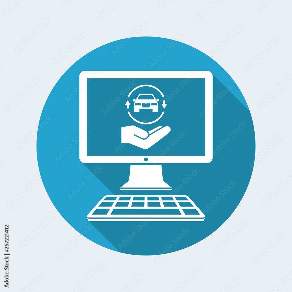 Car sharing service on computer desktop Car sharing service on computer desktop