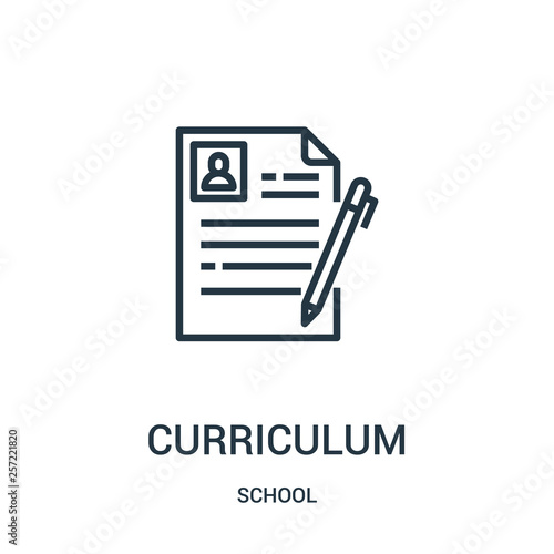curriculum icon vector from school collection. Thin line curriculum outline icon vector illustration. Linear symbol for use on web and mobile apps, logo, print media.