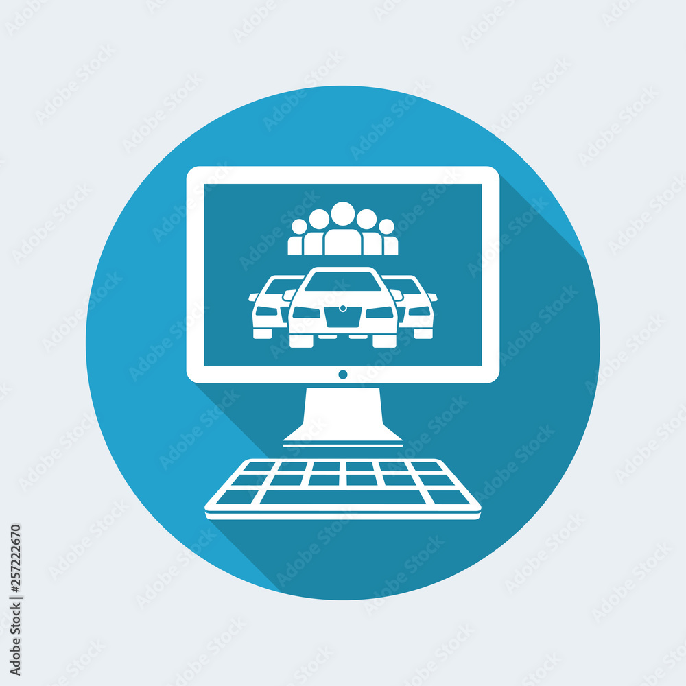Car sharing application on computer desktop Car sharing application on computer desktop