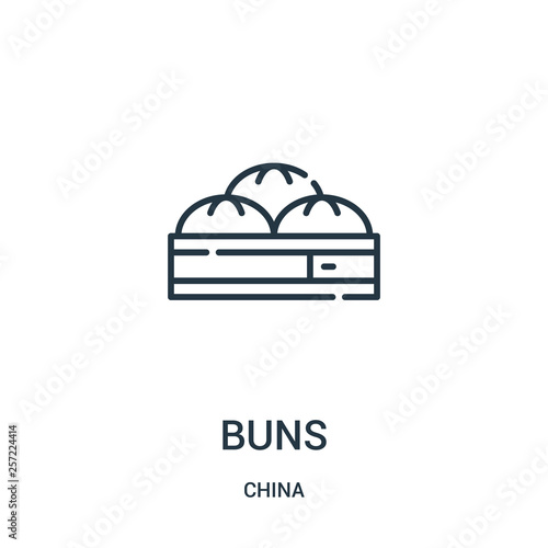 buns icon vector from china collection. Thin line buns outline icon vector illustration. Linear symbol for use on web and mobile apps, logo, print media.
