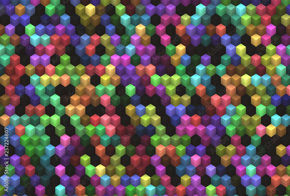 colored 3d illusion cubes