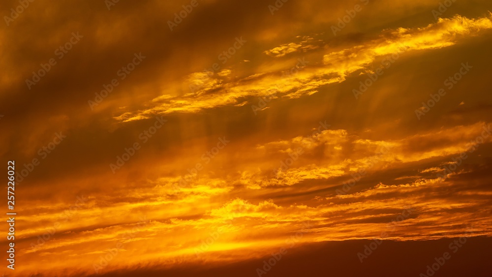 Fototapeta premium Panorama golden hour sky and cloud nature background