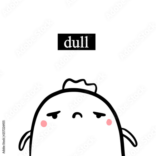 Dull hand drawn illustration with cute marshmallow in cartoon style