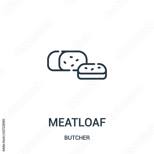 meatloaf icon vector from butcher collection. Thin line meatloaf outline icon vector illustration. Linear symbol for use on web and mobile apps, logo, print media.