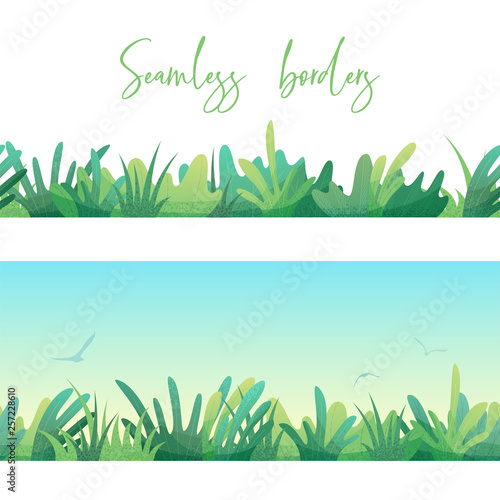 Wallpaper Mural Vector set of seamless nature borders. Torontodigital.ca