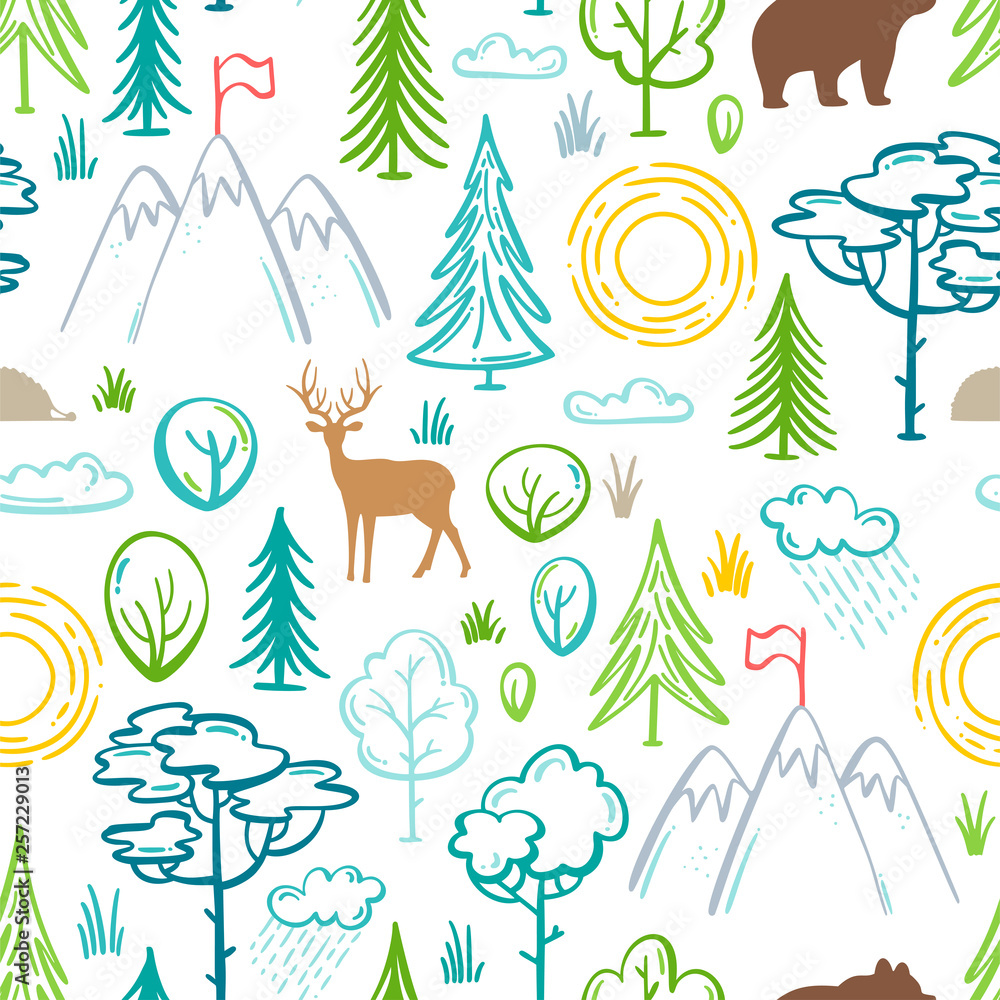 Obraz premium Vector seamless nature pattern.