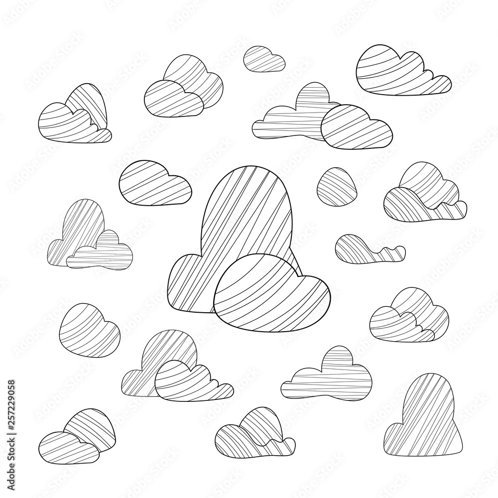 Vector set of doodles rocks.