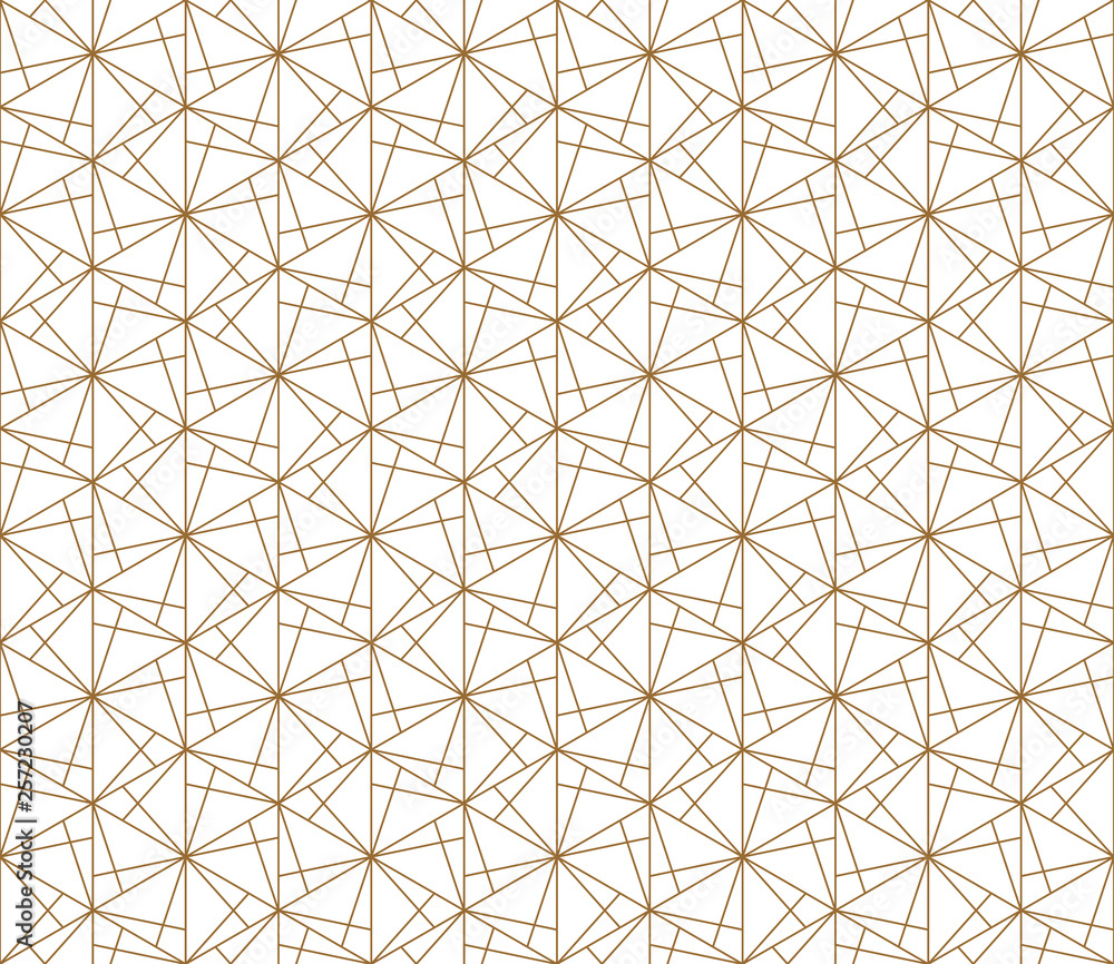 Seamless abstract geometric pattern in golden.Fine lines.