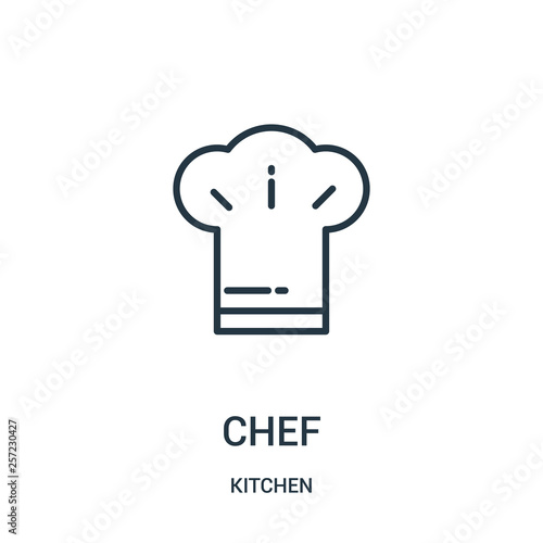 chef icon vector from kitchen collection. Thin line chef outline icon vector illustration. Linear symbol for use on web and mobile apps, logo, print media.