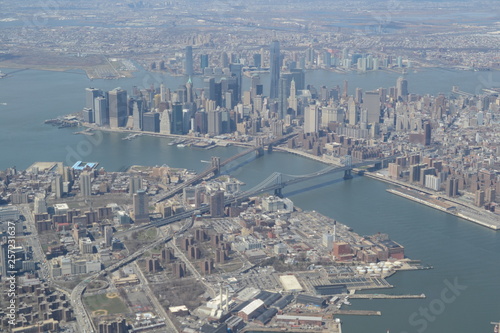 View of New York from a plane window.