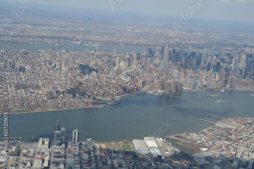 View of New York from a plane window.