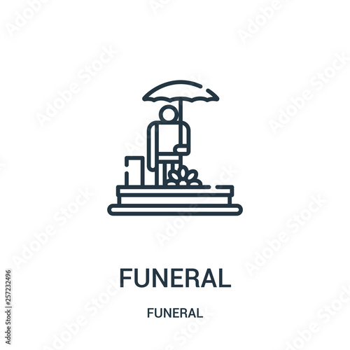 funeral icon vector from funeral collection. Thin line funeral outline icon vector illustration. Linear symbol for use on web and mobile apps, logo, print media.