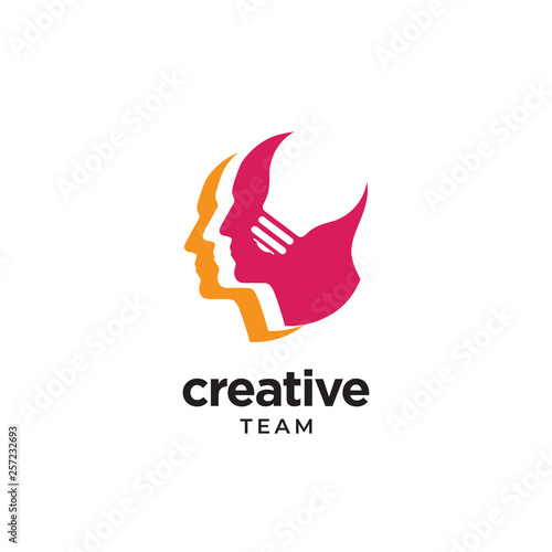 Digital Abstract human head logo for creative