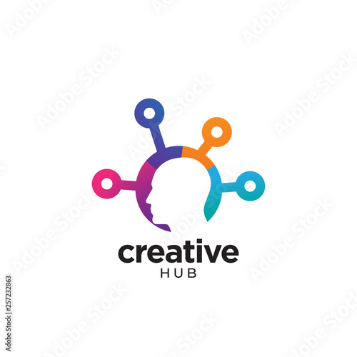 Digital Abstract human head logo for creative photo