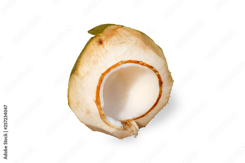 Isolated open fresh coconut on white background Isolated open fresh coconut on white background