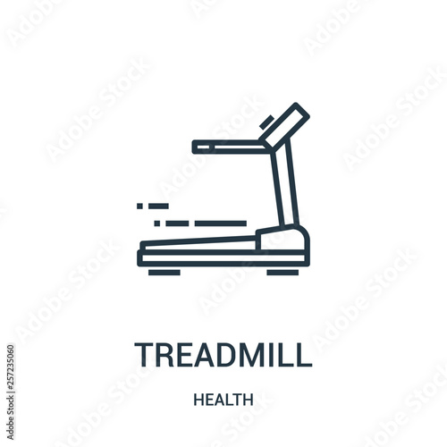 treadmill icon vector from health collection. Thin line treadmill outline icon vector illustration. Linear symbol for use on web and mobile apps, logo, print media.