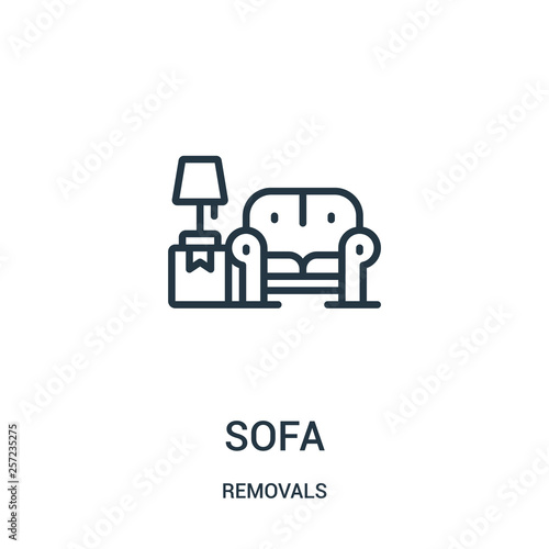 sofa icon vector from removals collection. Thin line sofa outline icon vector illustration. Linear symbol for use on web and mobile apps, logo, print media.