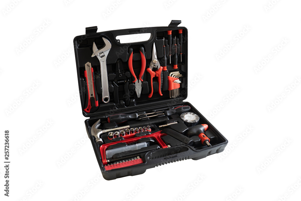 Black toolbox isolated on white Black toolbox isolated on white