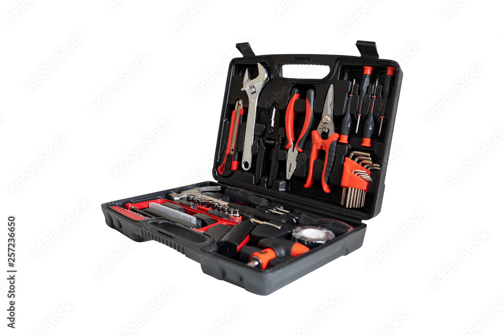Black toolbox isolated on white Black toolbox isolated on white