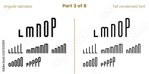 Condensed bold sans serif font, Angular. Vector