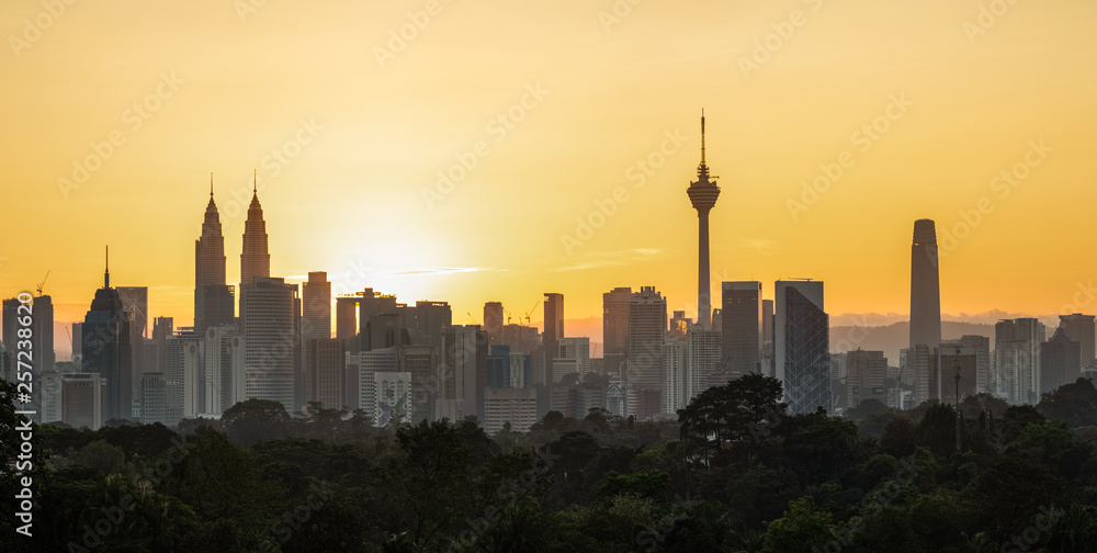 silhouette of Kuala Lumpur City at sunset
