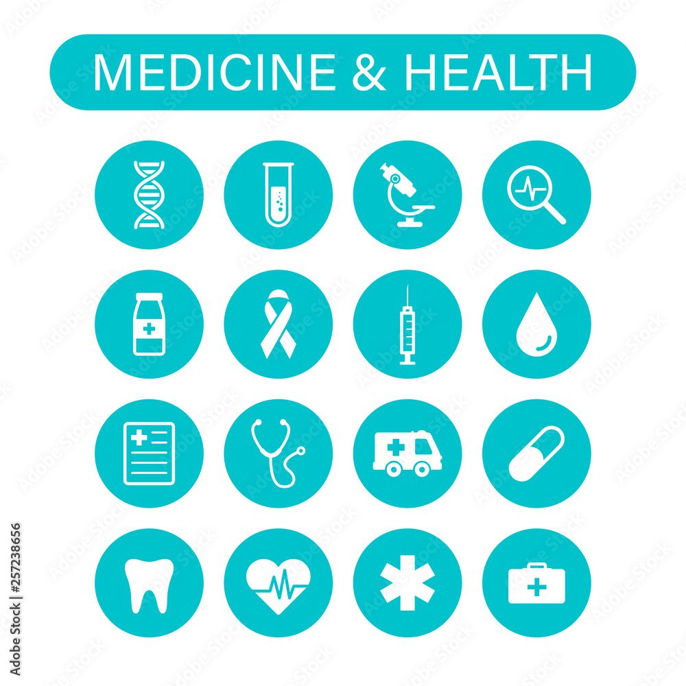 Set of 16 Medical and Health web icons in line style. Medicine and Health Care, RX, infographic. Vector illustration. Set of 16 Medical and Health web icons in line style. Medicine and Health Care, RX, infographic. Vector illustration.