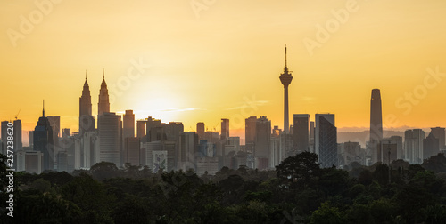 Photography silhouette of Kuala Lumpur City at sunset