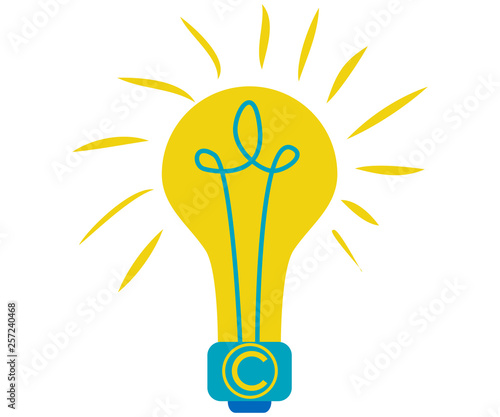 concept of protection of copyright, intellectual property in the form of an icon of copyright on the castle.