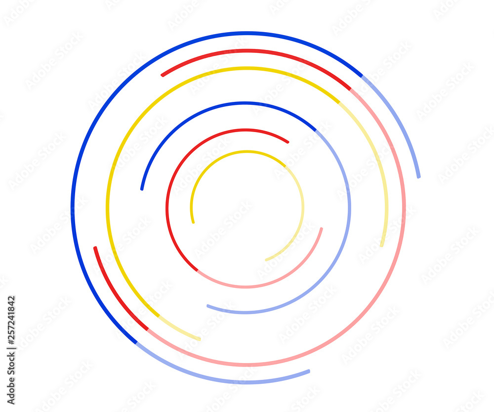 Colored rings rotate. Lines in a circle. Rotating round symbol with gradient effect. Logo company, icon radio station signal, motion infinity concept, design element and other ideas. Colored rings rotate. Lines in a circle. Rotating round symbol with gradient effect. Logo company, icon radio station signal, motion infinity concept, design element and other ideas.