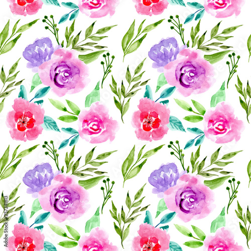 beautiful watercolor flower seamless pattern