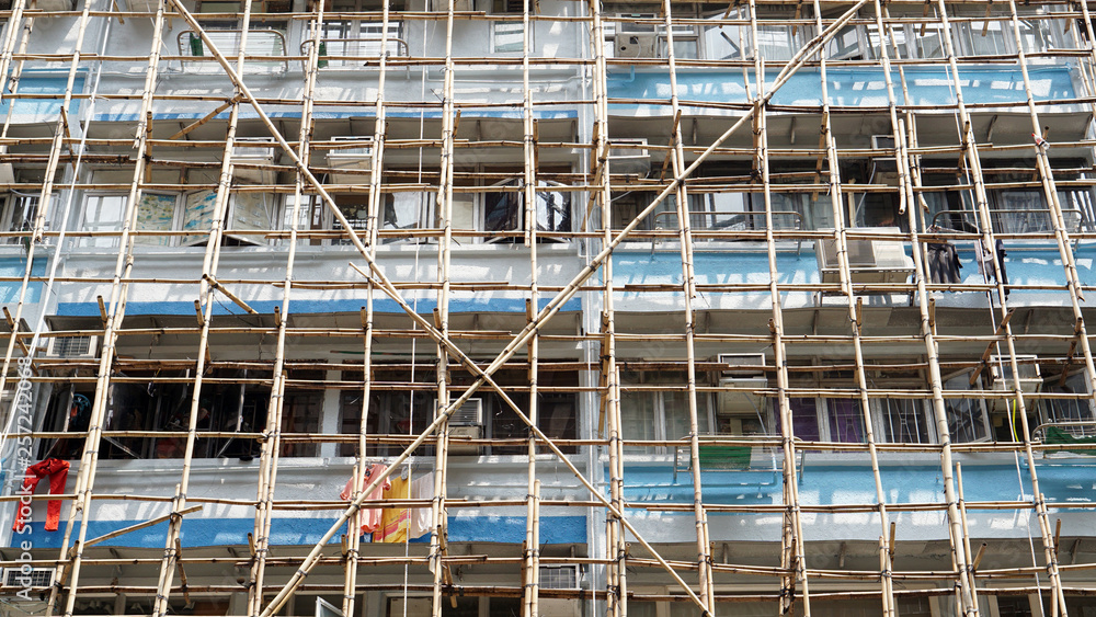 Hong Kong apartment bamboo scaffold safty renovate struction
