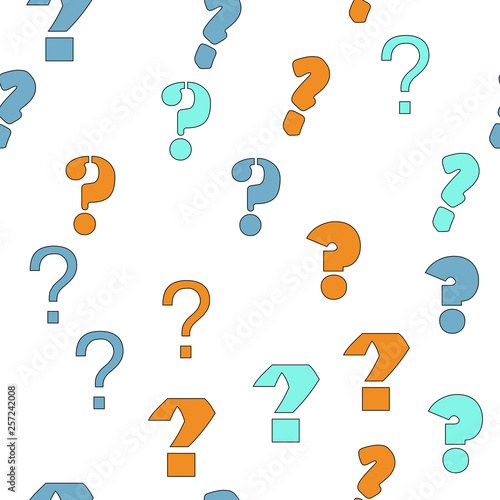 Question mark, education, school concept. Seamless vector EPS 10 pattern. Flat style