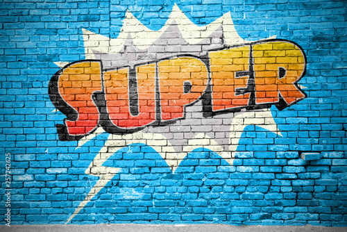 Super Comic Ziegelsteinmauer Graffiti