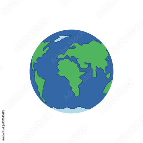 Planet Earth in flat style on a white background