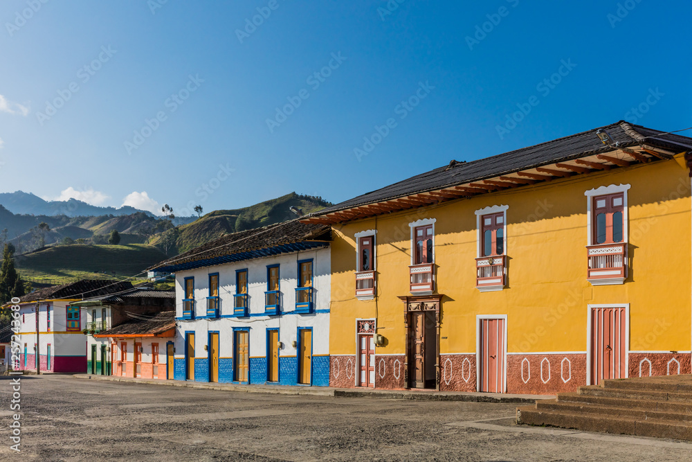 colorful buildings of San Felix near Salamina Caldas in Colombia South America