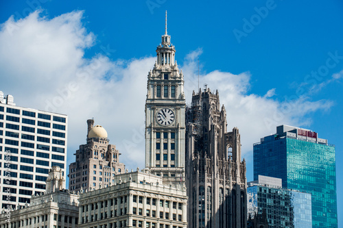  View of Chicago Famous Downtown buildings including Tribune Tower, Intercontinental Hotel, Wrigley Building. photo