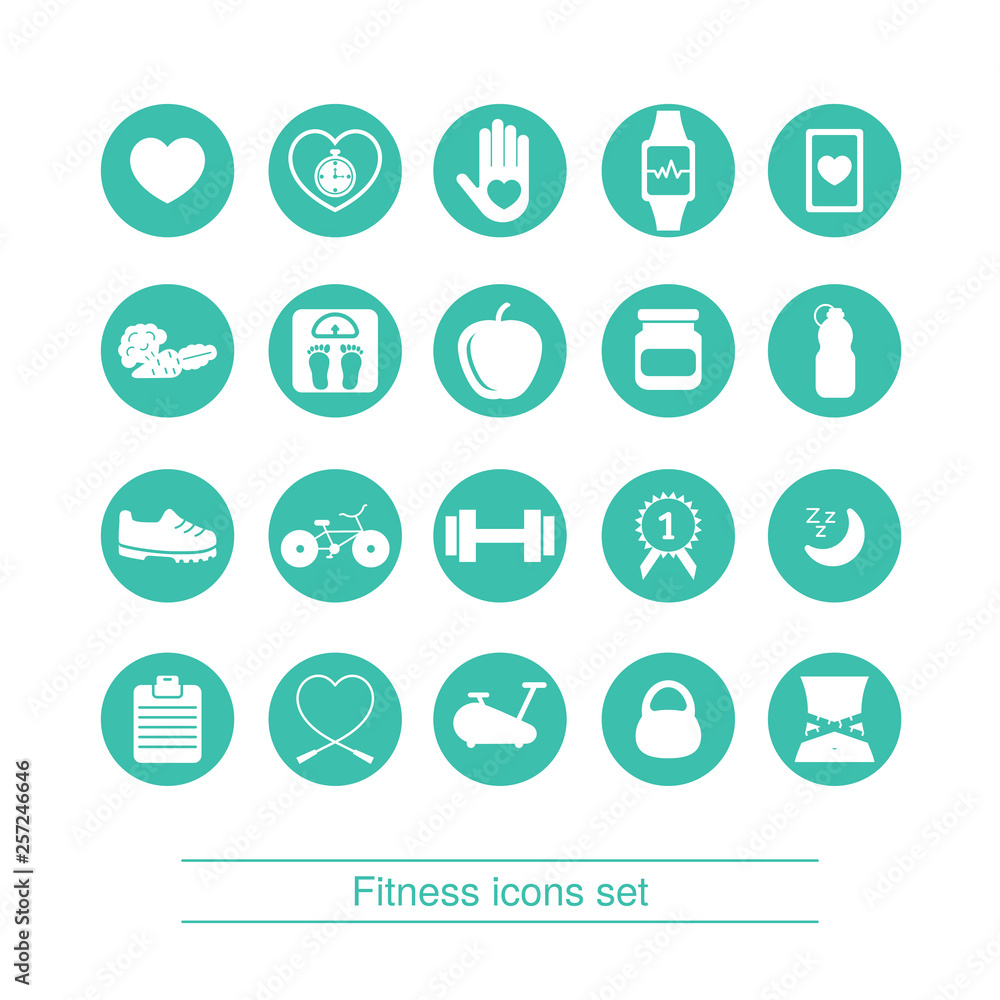Fitness, healthy lifestyle icon set Fitness, healthy lifestyle icon set