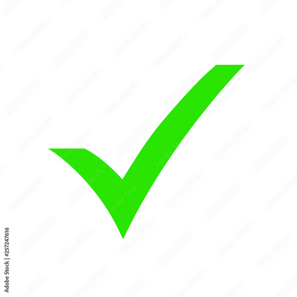 Green check mark icon. Tick symbol in green color, vector illustration. Green check mark icon. Tick symbol in green color, vector illustration.
