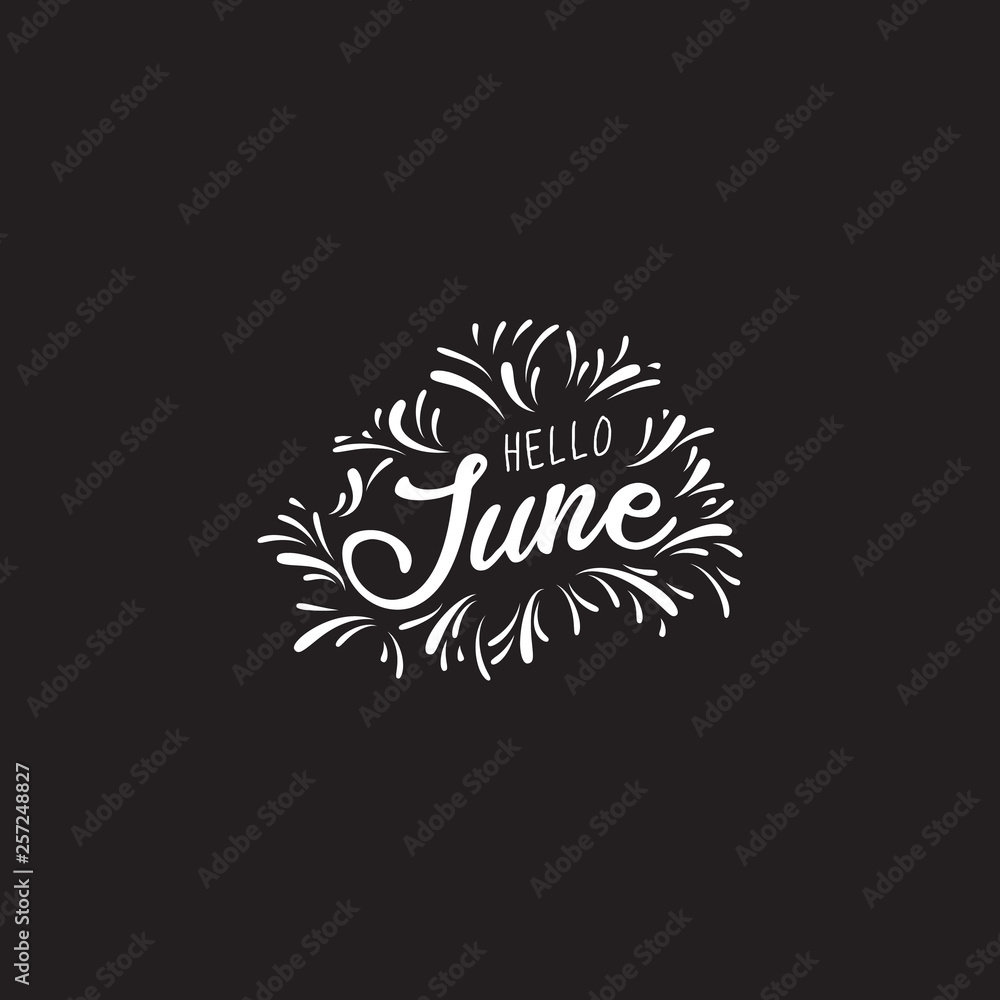 Handwritten phrase for banner, Hand drawn typography lettering phrase Hello june. Hello june phrase for calendar, flyer, greeting card, calendar. - Vector Handwritten phrase for banner, Hand drawn typography lettering phrase Hello june. Hello june phrase for calendar, flyer, greeting card, calendar. - Vector