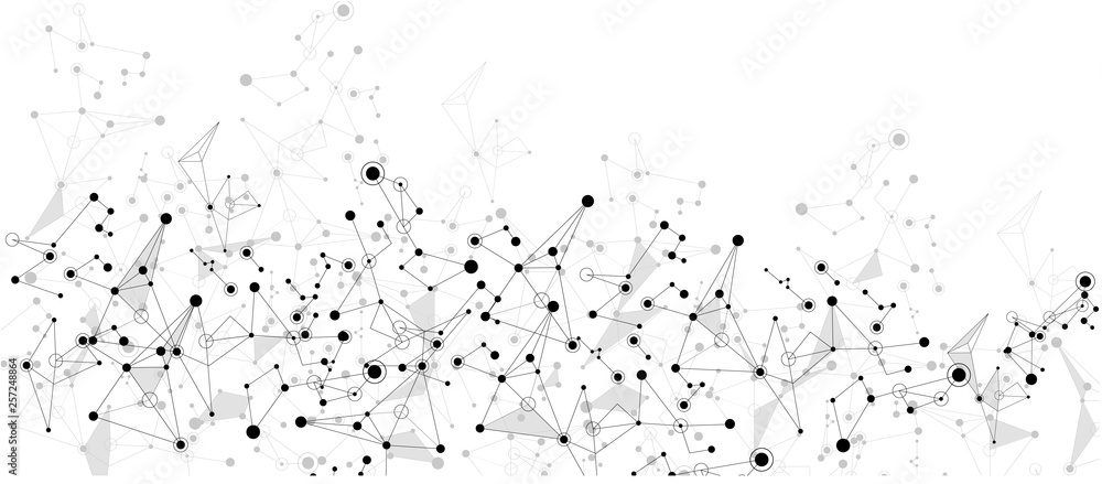 White global communication banner with grey abstract network pattern. White global communication banner with grey abstract network pattern.