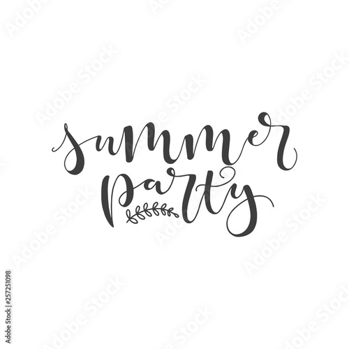 Lettering with phrase Summer party. Vector illustration.