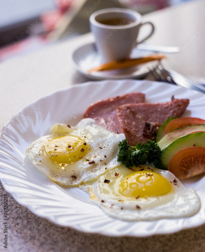 eggs with sausages and cheese and vegetables for breakfast eggs with sausages and cheese and vegetables for breakfast