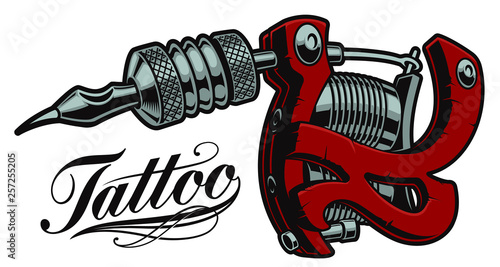 Coloured vector illustration of a tattoo machine
